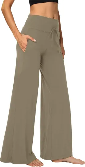 1/3 Pack Wide Leg Yoga Pants for Women, Comfy Lounge Pajama Sweatpants Loose Causal Palazzo with Pockets