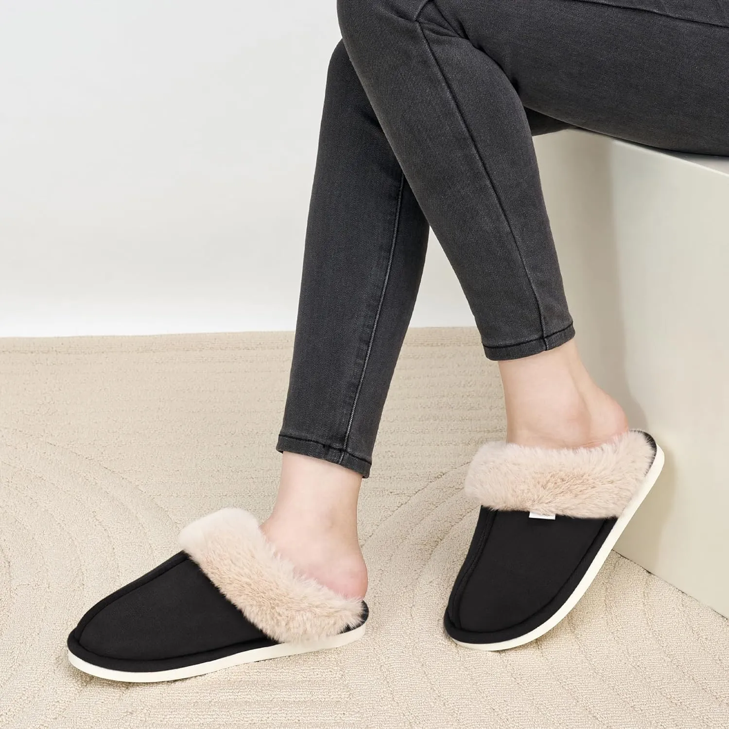 Aomigoct Slippers for Women House Shoes: Memory Foam Fuzzy Womens Slippers Indoor Outdoor Fluffy Bedroom Shoes Slip On
