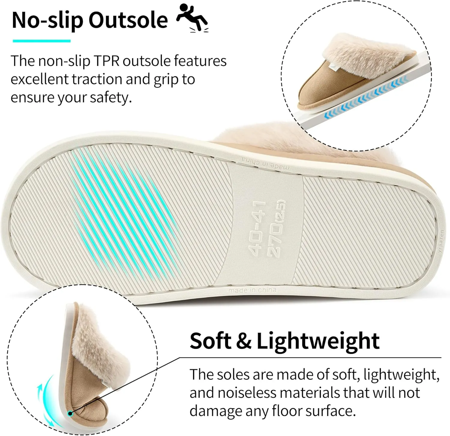 Aomigoct Slippers for Women House Shoes: Memory Foam Fuzzy Womens Slippers Indoor Outdoor Fluffy Bedroom Shoes Slip On