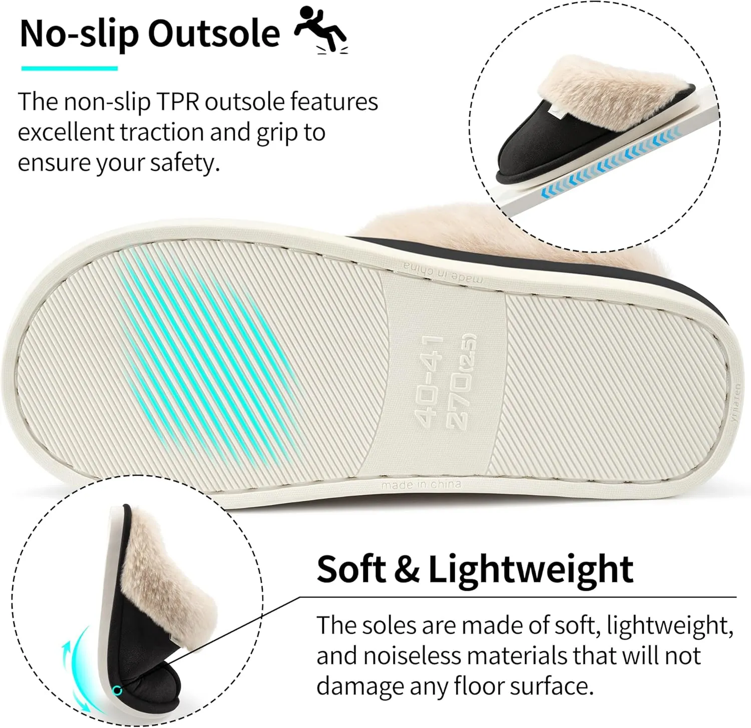 Aomigoct Slippers for Women House Shoes: Memory Foam Fuzzy Womens Slippers Indoor Outdoor Fluffy Bedroom Shoes Slip On