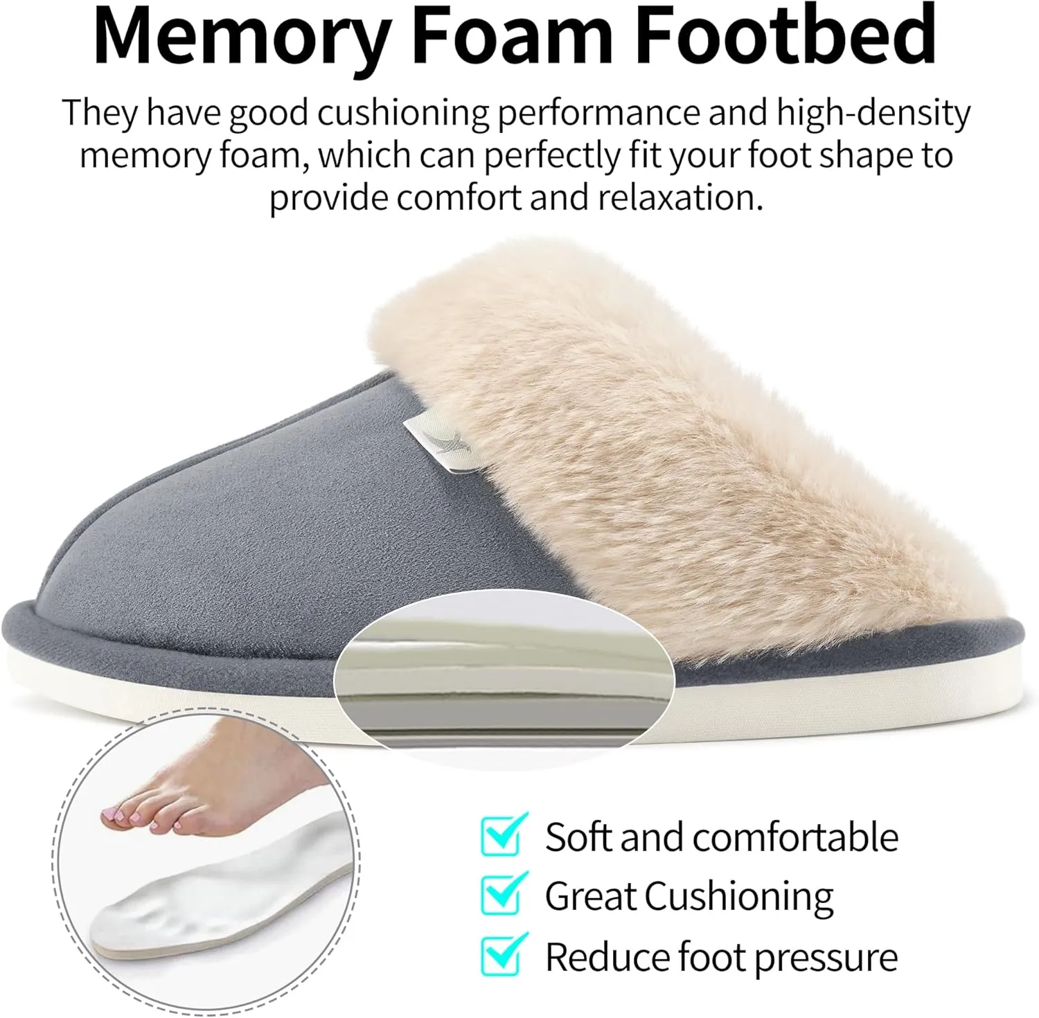 Aomigoct Slippers for Women House Shoes: Memory Foam Fuzzy Womens Slippers Indoor Outdoor Fluffy Bedroom Shoes Slip On