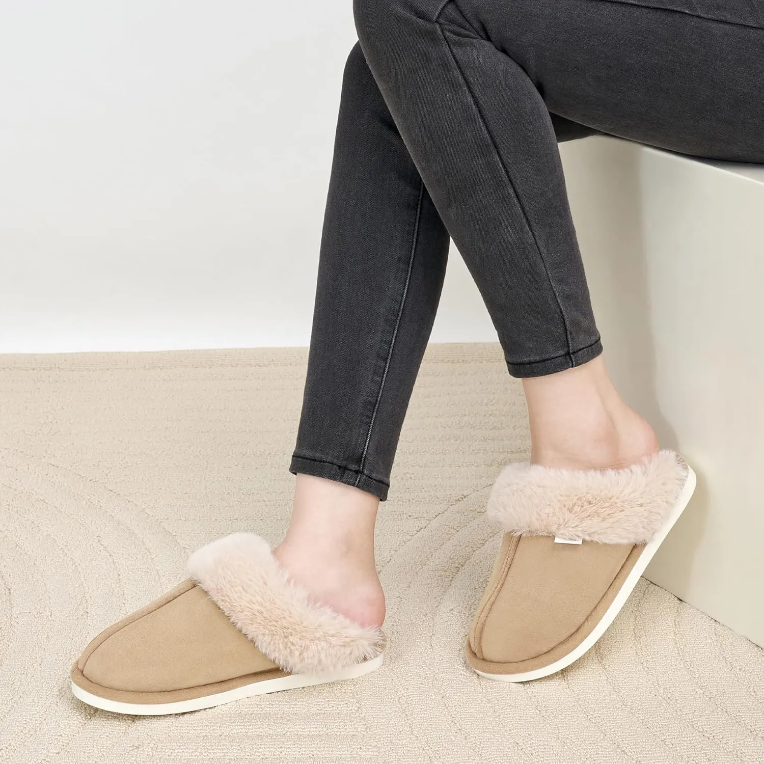 Aomigoct Slippers for Women House Shoes: Memory Foam Fuzzy Womens Slippers Indoor Outdoor Fluffy Bedroom Shoes Slip On