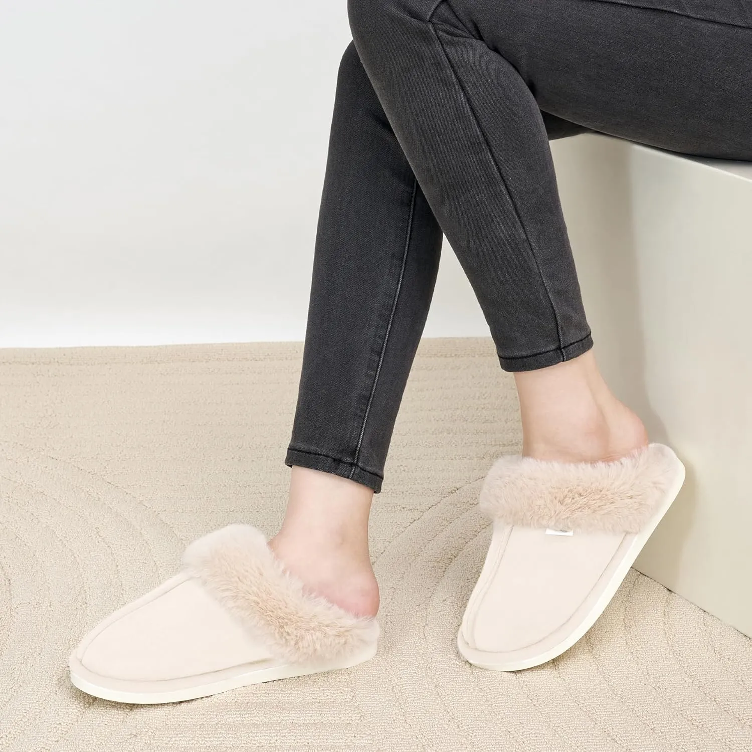 Aomigoct Slippers for Women House Shoes: Memory Foam Fuzzy Womens Slippers Indoor Outdoor Fluffy Bedroom Shoes Slip On