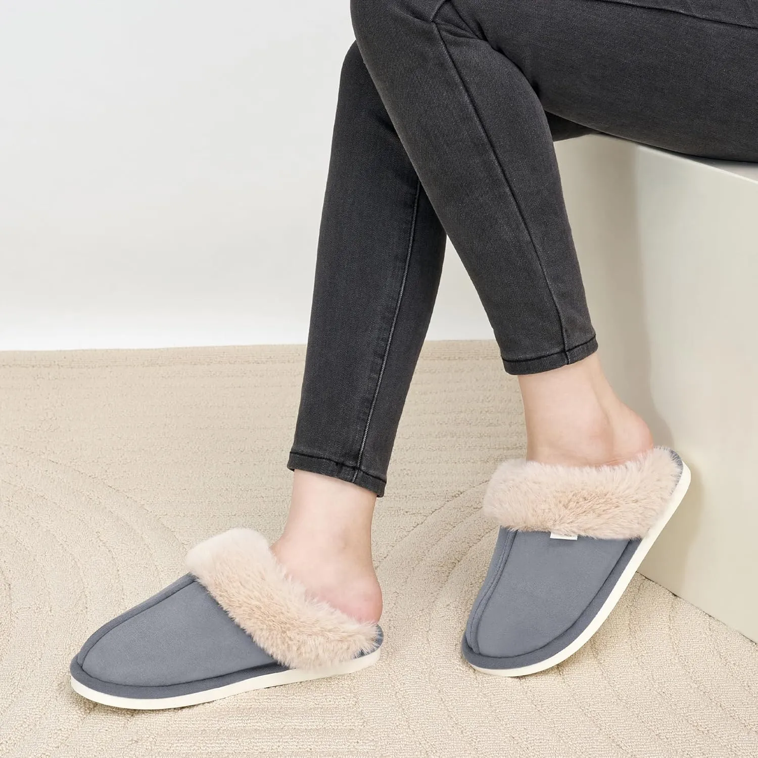 Aomigoct Slippers for Women House Shoes: Memory Foam Fuzzy Womens Slippers Indoor Outdoor Fluffy Bedroom Shoes Slip On