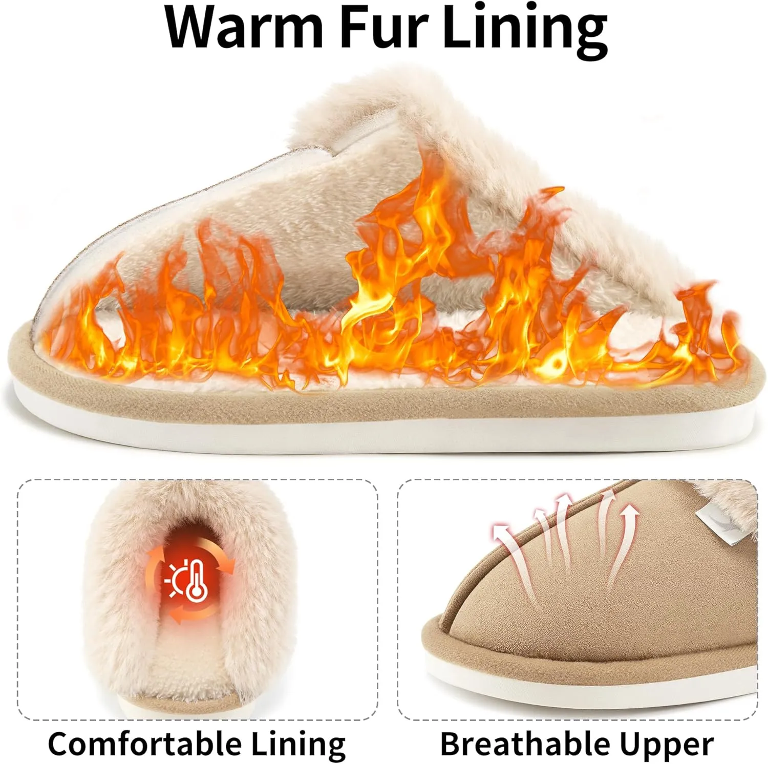 Aomigoct Slippers for Women House Shoes: Memory Foam Fuzzy Womens Slippers Indoor Outdoor Fluffy Bedroom Shoes Slip On