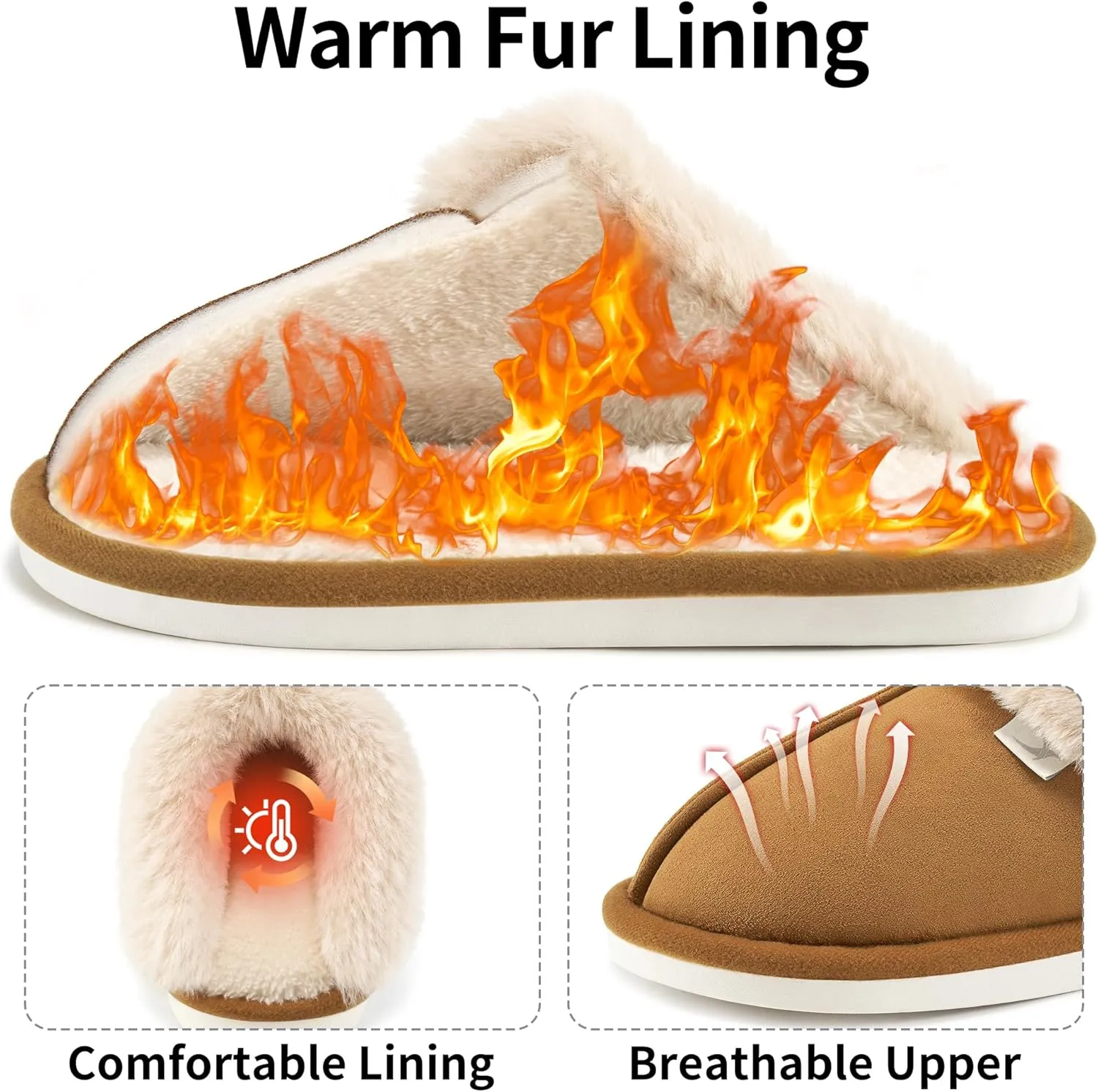 Aomigoct Slippers for Women House Shoes: Memory Foam Fuzzy Womens Slippers Indoor Outdoor Fluffy Bedroom Shoes Slip On