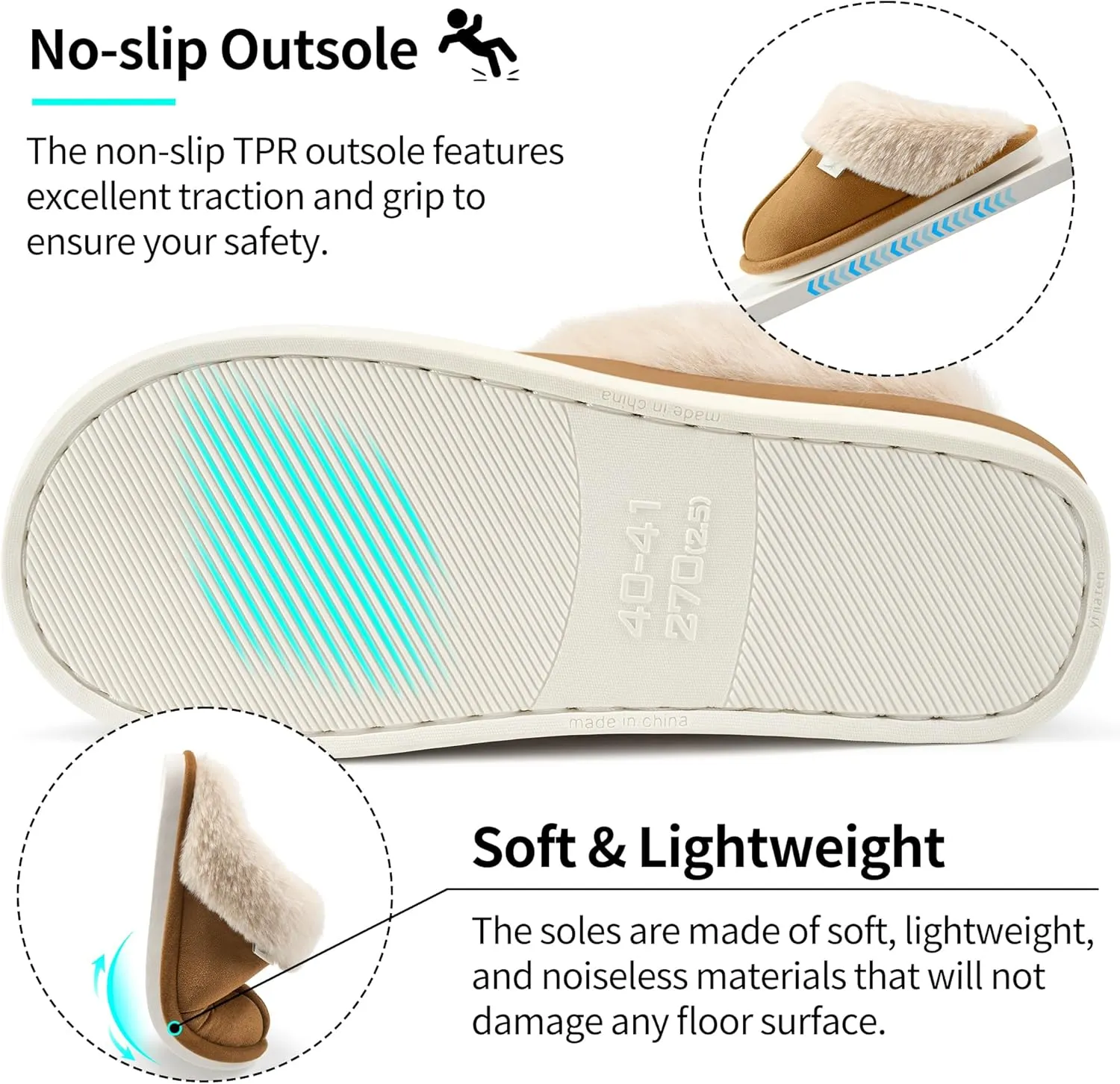 Aomigoct Slippers for Women House Shoes: Memory Foam Fuzzy Womens Slippers Indoor Outdoor Fluffy Bedroom Shoes Slip On