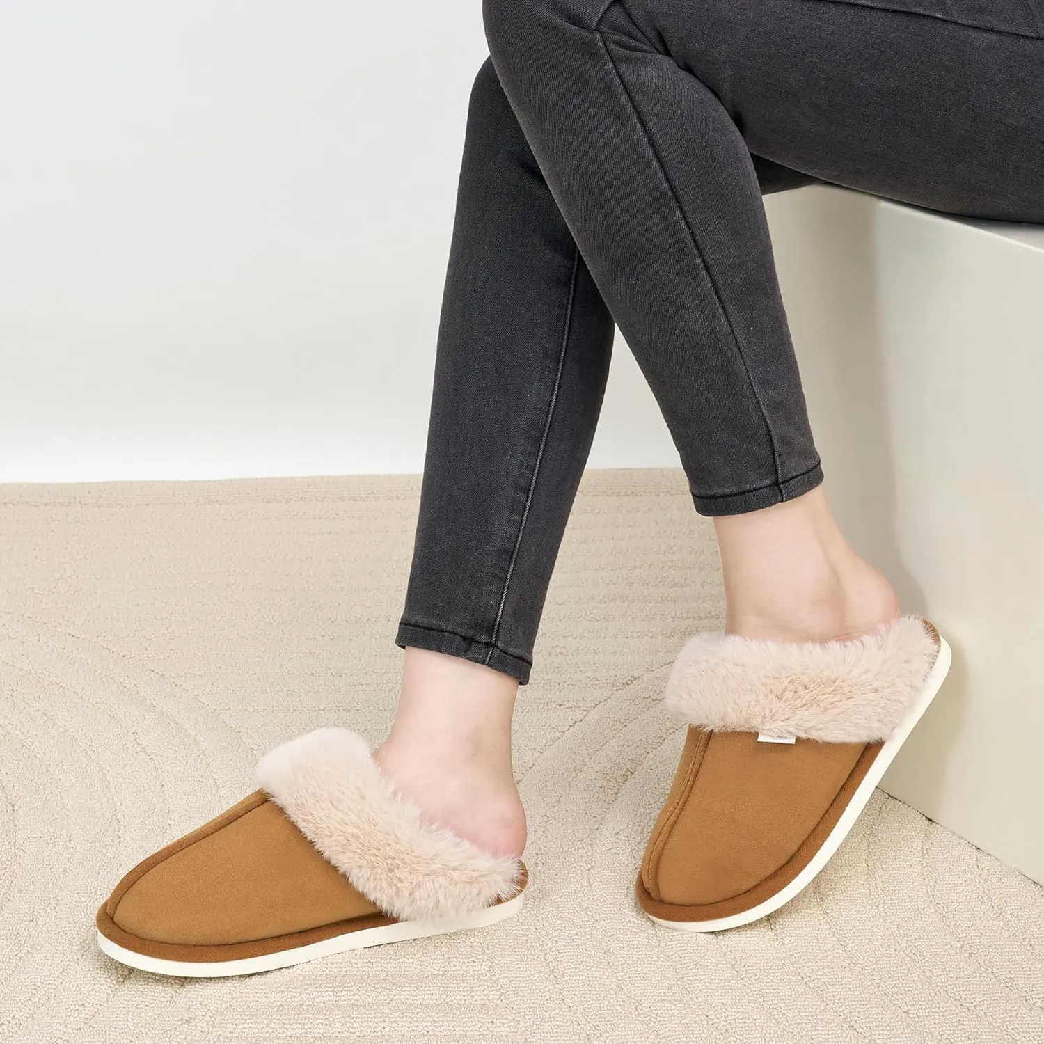 Aomigoct Slippers for Women House Shoes: Memory Foam Fuzzy Womens Slippers Indoor Outdoor Fluffy Bedroom Shoes Slip On