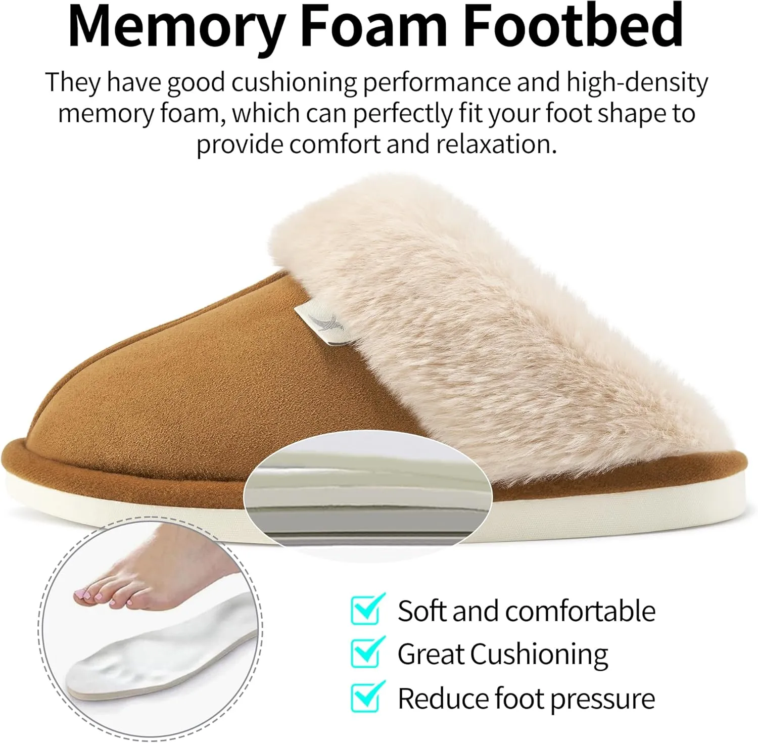Aomigoct Slippers for Women House Shoes: Memory Foam Fuzzy Womens Slippers Indoor Outdoor Fluffy Bedroom Shoes Slip On