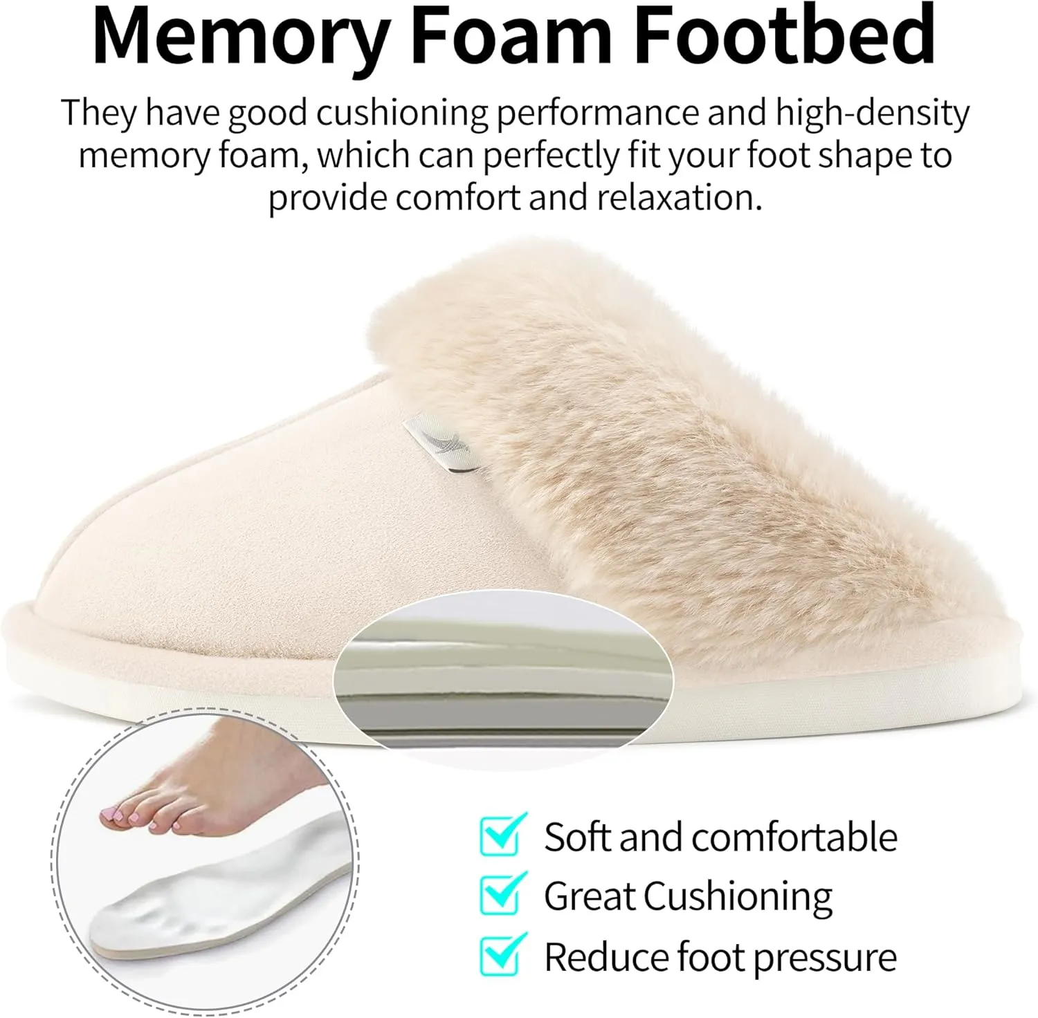 Aomigoct Slippers for Women House Shoes: Memory Foam Fuzzy Womens Slippers Indoor Outdoor Fluffy Bedroom Shoes Slip On