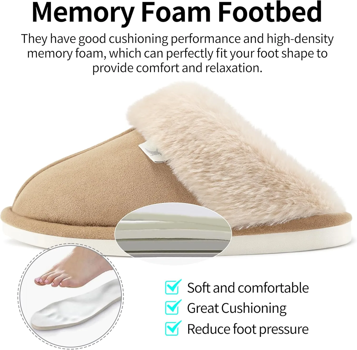 Aomigoct Slippers for Women House Shoes: Memory Foam Fuzzy Womens Slippers Indoor Outdoor Fluffy Bedroom Shoes Slip On