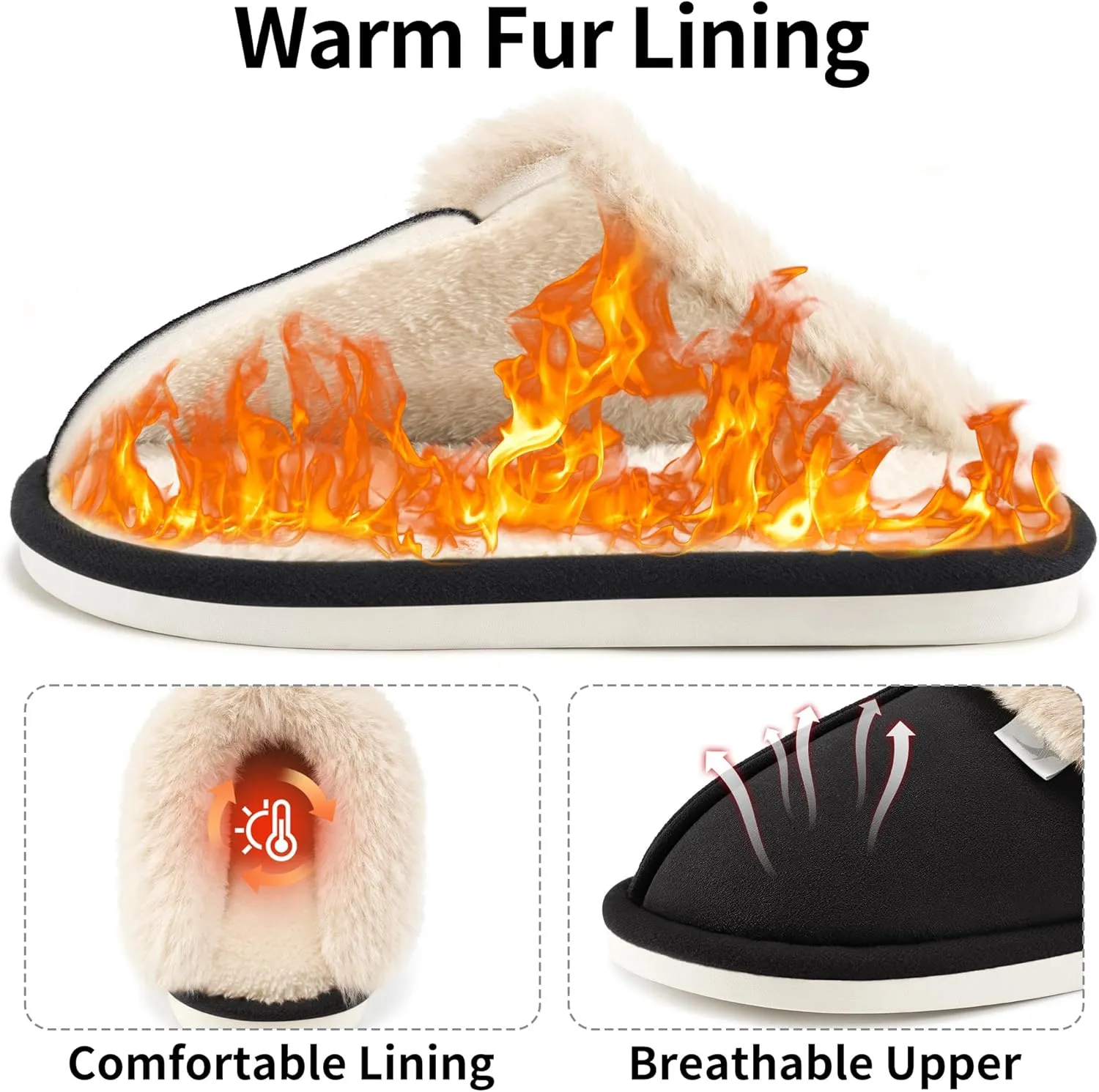 Aomigoct Slippers for Women House Shoes: Memory Foam Fuzzy Womens Slippers Indoor Outdoor Fluffy Bedroom Shoes Slip On