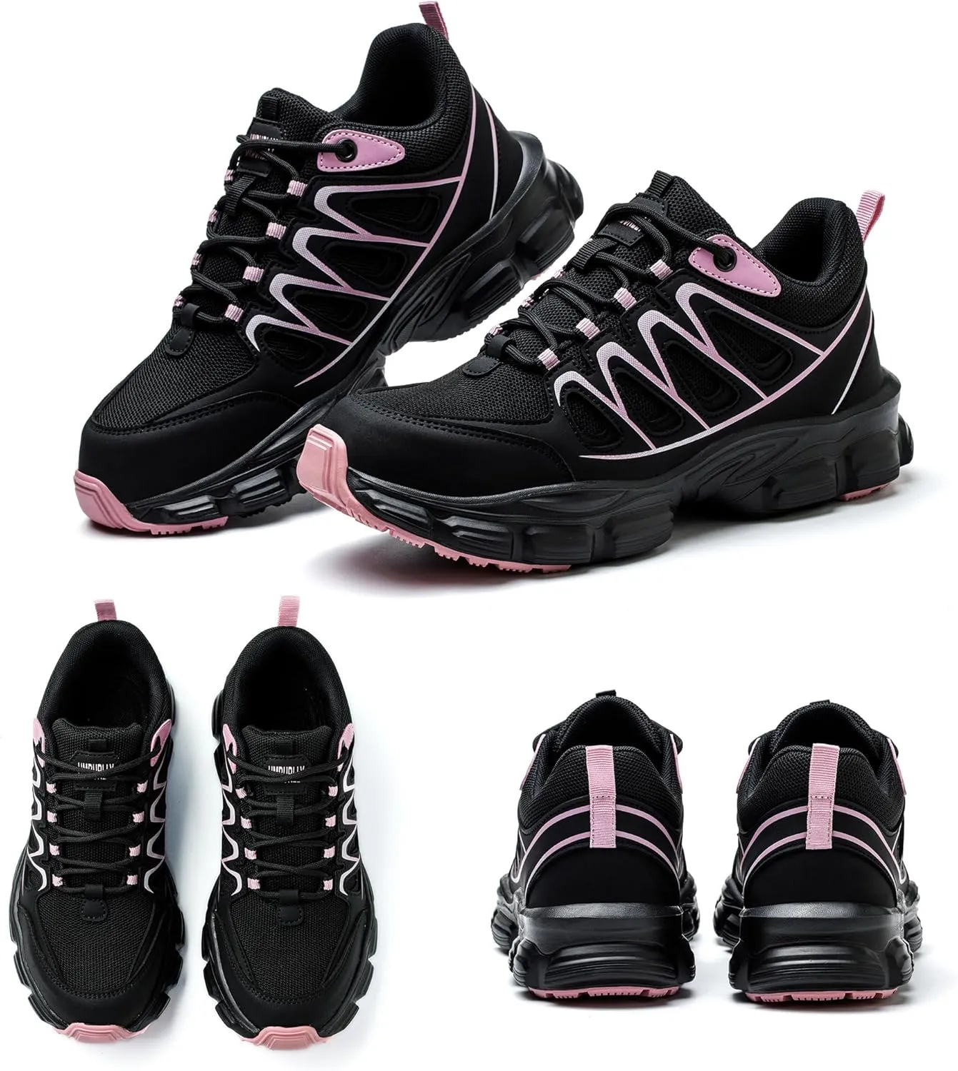 Asiman Steel Toe Shoes for Women Pink Safety Toe Shoes Breathable Lightweight Composite Work Sneakers
