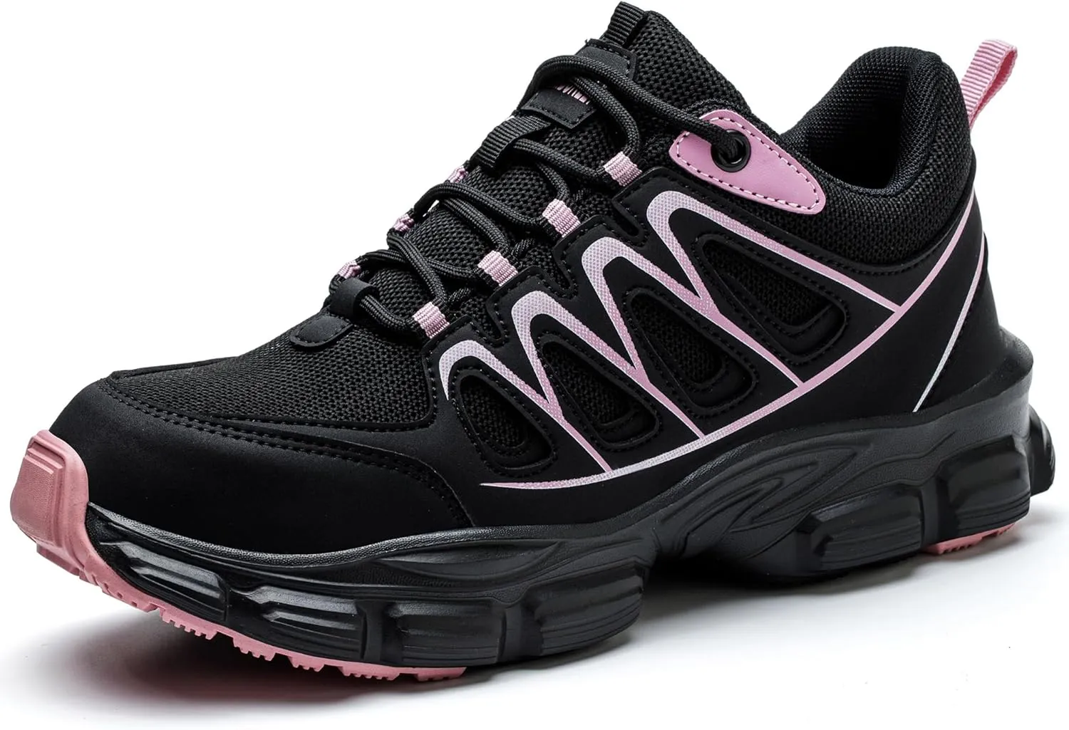 Asiman Steel Toe Shoes for Women Pink Safety Toe Shoes Breathable Lightweight Composite Work Sneakers
