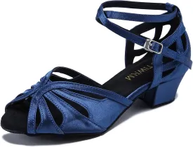 Ballroom Dance Shoes Women Low Heel Latin Salsa Swing Practice Dancing Shoes Comfortable Dance Cuban Heel 1.5inch