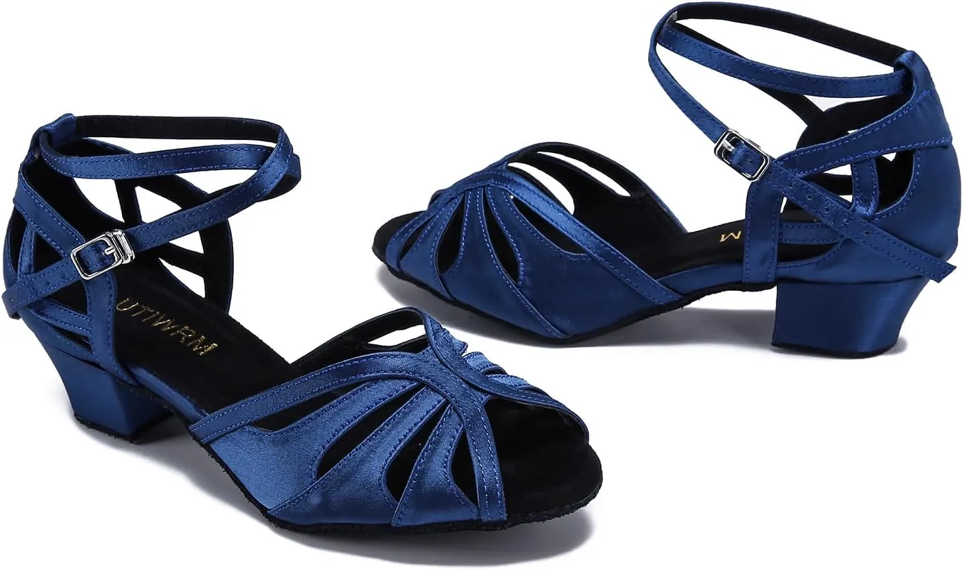 Ballroom Dance Shoes Women Low Heel Latin Salsa Swing Practice Dancing Shoes Comfortable Dance Cuban Heel 1.5inch