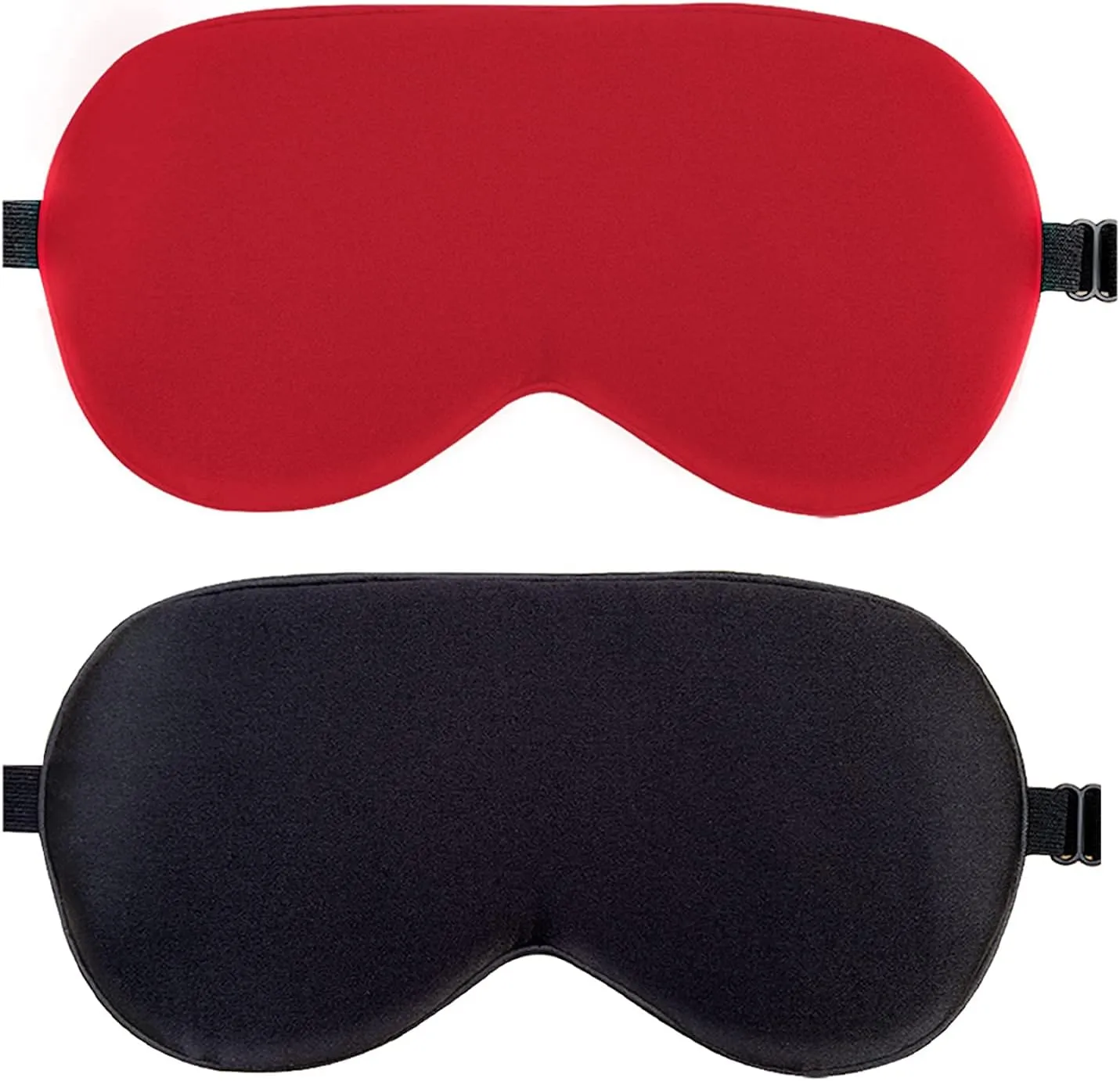 BeeVines Sleep Mask, 2 Pack 100% Real Natural Pure Silk Eye Masks with Adjustable Strap for Sleeping, Mulberry Silk Eye Shade Cover, Blocks Light Reduces Puffy Eyes Traveling Gifts (Black & Red)