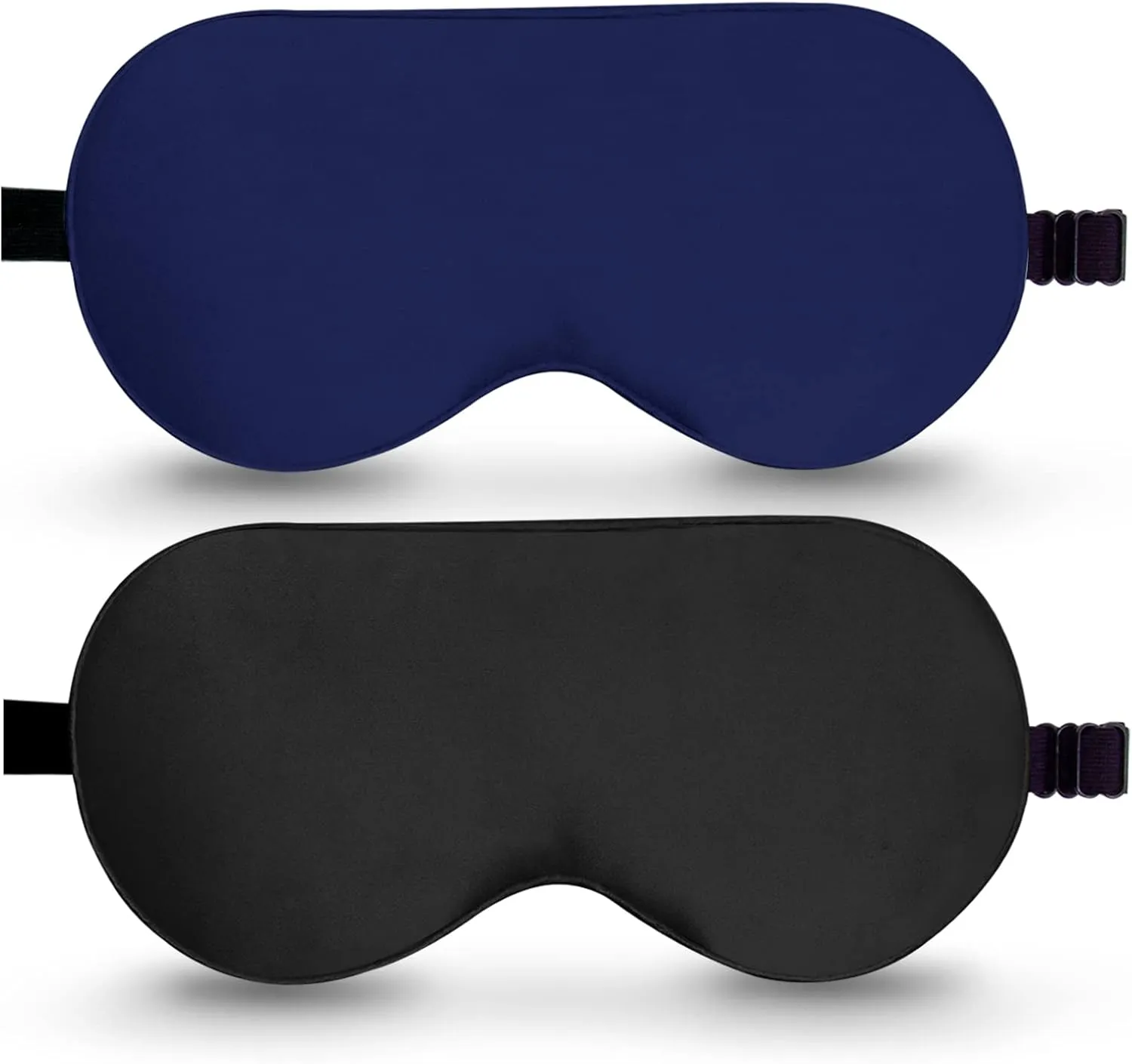 BeeVines Sleep Mask, 2 Pack 100% Real Natural Pure Silk Eye Masks with Adjustable Strap for Sleeping, Mulberry Silk Eye Shade Cover, Blocks Light Reduces Puffy Eyes Traveling Gifts(Black & Blue)