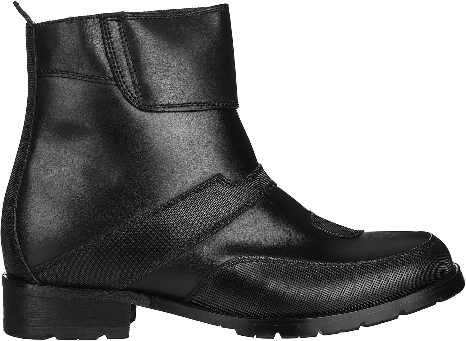 CALTO Men's Invisible Height Increasing Elevator Shoes - Black Leather Zipper High-top Biker Boots - 3.3 Inches Taller - G6251 - Size 9 D(M) US