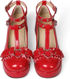 CELNEPHO Mary Jane Shoes Women Cute Ankle Strap Platform Wedge High Heel Pumps Gothic Party Dress Shoes for Women