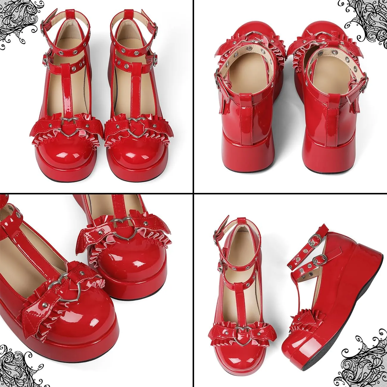 CELNEPHO Mary Jane Shoes Women Cute Ankle Strap Platform Wedge High Heel Pumps Gothic Party Dress Shoes for Women