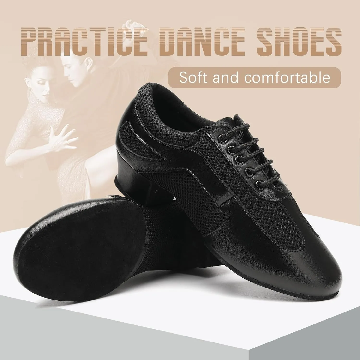 Dance Shoes for Women Ballroom Practice Training Split Sole Dancing Shoes 1.5 Inch Low Heel Latin Salsa Shoes