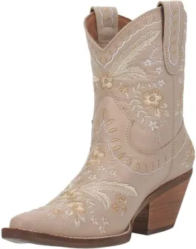 Dingo Womens Primrose Embroidered Floral Snip Toe Casual Boots Ankle Mid Heel 2-3" - Black