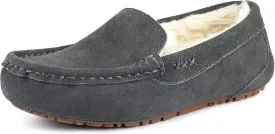 DREAM PAIRS Women's Fuzzy House Slippers Cozy Faux Fur Micro Suede Moccasins Slip on Loafer Shoes for Indoor and Outdoor