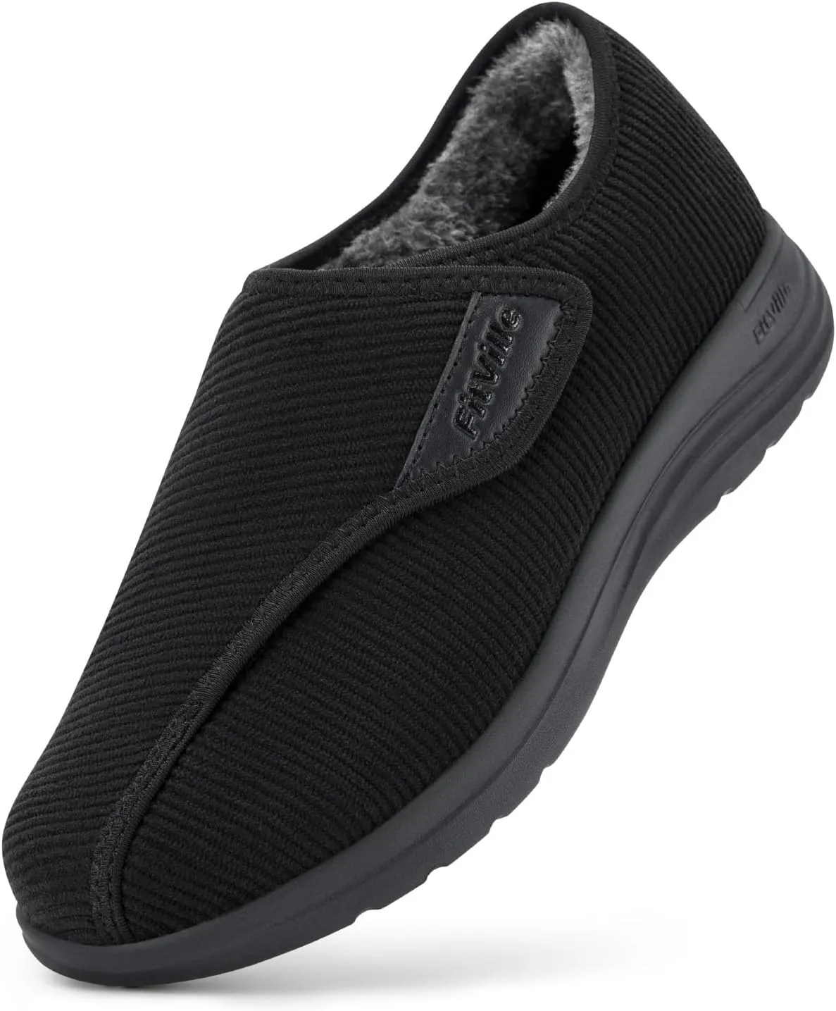 FitVille Diabetic Shoes for Women Wide Width Adjustable Straps with Warm Fur Lining - Diabetic Slippers for Foot Pain Relief and Swollen Feet