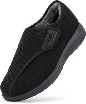 FitVille Diabetic Shoes for Women Wide Width Adjustable Straps with Warm Fur Lining - Diabetic Slippers for Foot Pain Relief and Swollen Feet