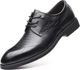 Formal Shoes Dress Oxford for Men Lace Up Crocodile Print Height Increasing Elevator 2.3inch Leather Block Heel Anti-Slip Low Top Non Slip Classic Suitable for Many Occasions.