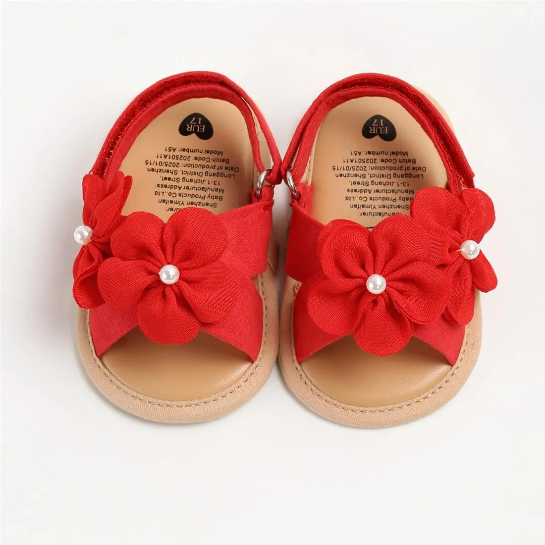 GDSDYM Infant Baby Girls Summer Sandals with Flower Bowknot Soft Sole Wedding Dress Flats Newborn First Walkers Crib Dress Shoes