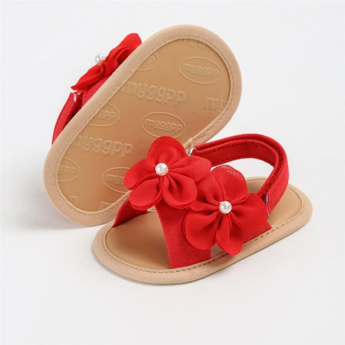 GDSDYM Infant Baby Girls Summer Sandals with Flower Bowknot Soft Sole Wedding Dress Flats Newborn First Walkers Crib Dress Shoes