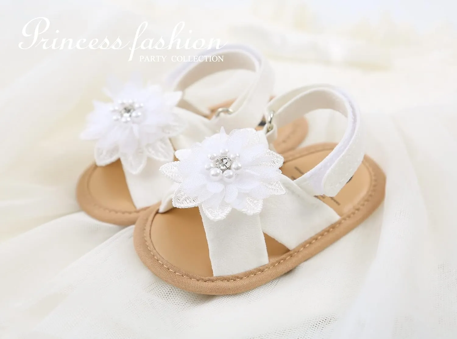 GDSDYM Infant Baby Girls Summer Sandals with Flower Bowknot Soft Sole Wedding Dress Flats Newborn First Walkers Crib Dress Shoes