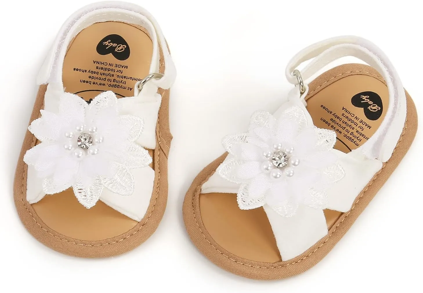 GDSDYM Infant Baby Girls Summer Sandals with Flower Bowknot Soft Sole Wedding Dress Flats Newborn First Walkers Crib Dress Shoes