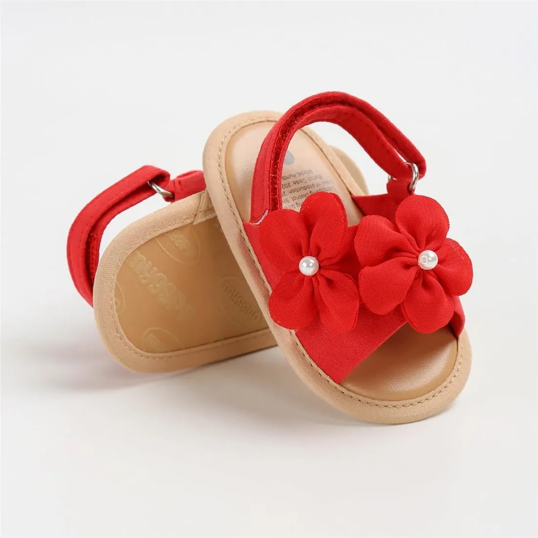 GDSDYM Infant Baby Girls Summer Sandals with Flower Bowknot Soft Sole Wedding Dress Flats Newborn First Walkers Crib Dress Shoes