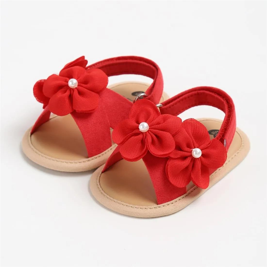 GDSDYM Infant Baby Girls Summer Sandals with Flower Bowknot Soft Sole Wedding Dress Flats Newborn First Walkers Crib Dress Shoes