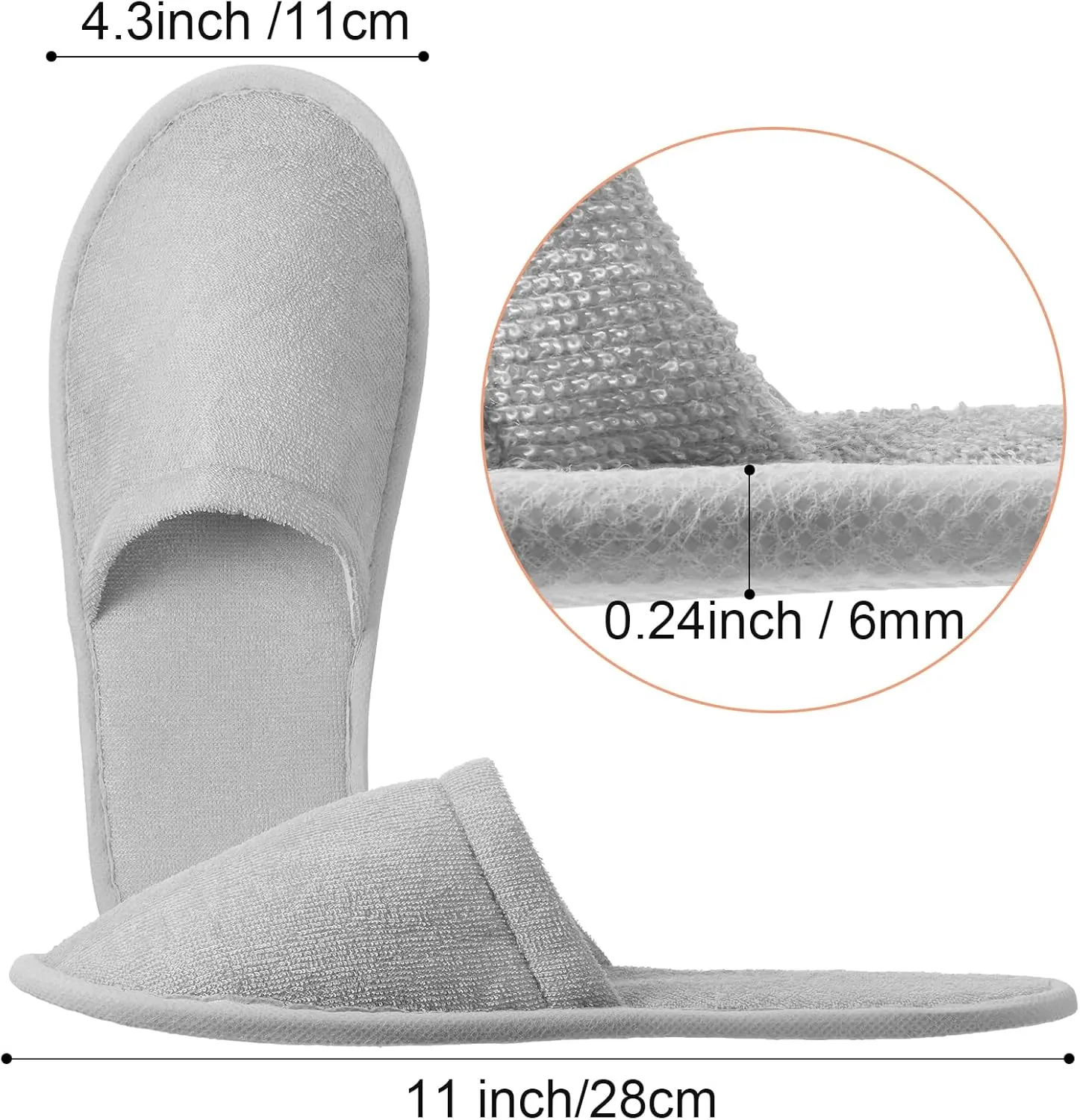 Geyoga 24 Pairs Disposable Slippers for Guests Bulk 2 Size Cotton Hotel Spa House Slippers for Graduation Wedding Party Shoeless Home Travel Individually Wrapped