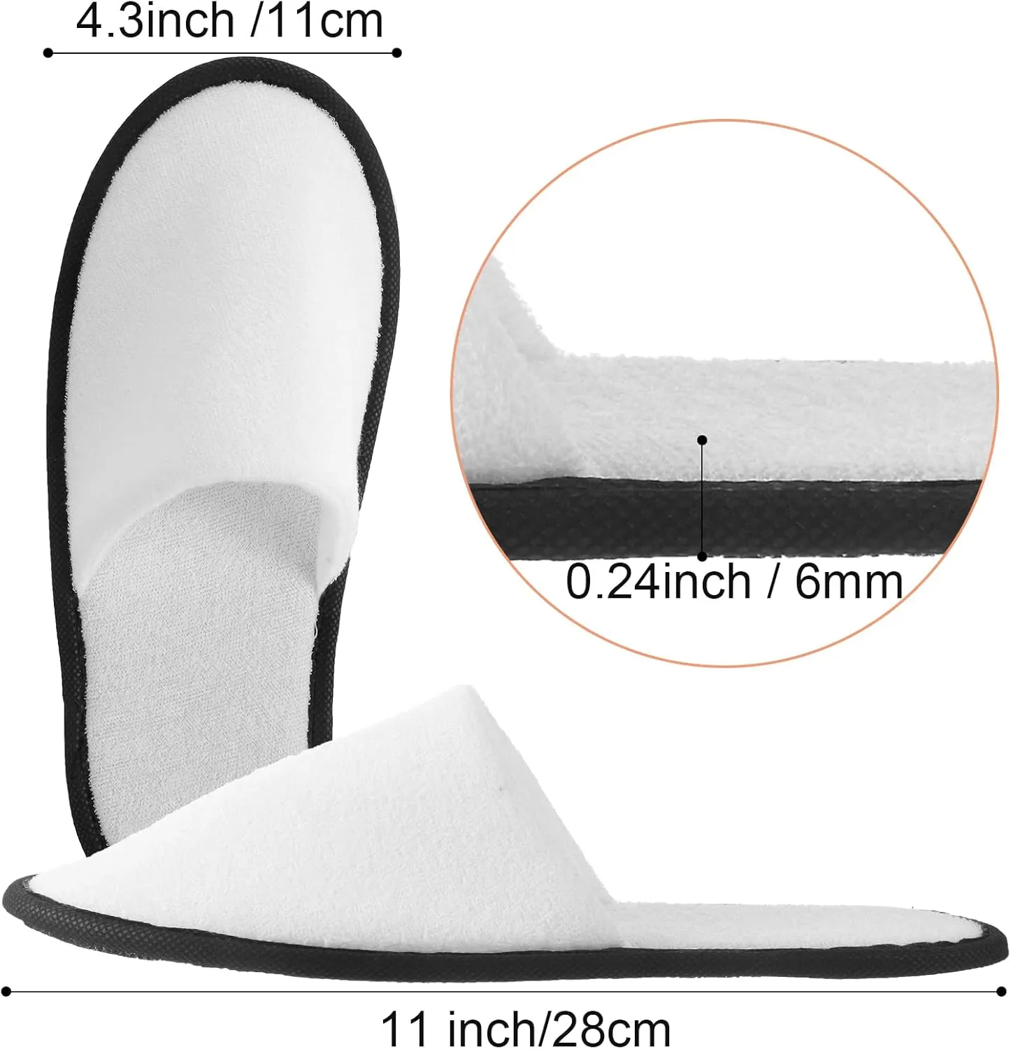 Geyoga 24 Pairs Disposable Slippers for Guests Bulk 2 Size Cotton Hotel Spa House Slippers for Graduation Wedding Party Shoeless Home Travel Individually Wrapped