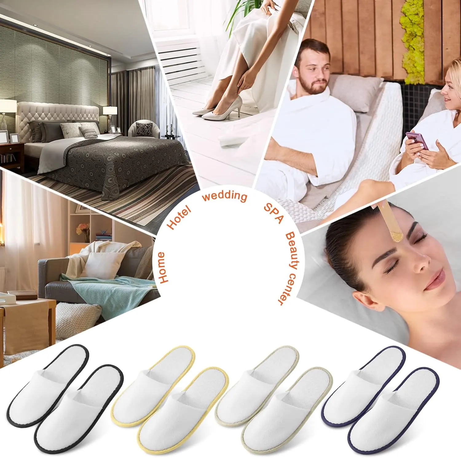 Geyoga 24 Pairs Disposable Slippers for Guests Bulk 2 Size Cotton Hotel Spa House Slippers for Graduation Wedding Party Shoeless Home Travel Individually Wrapped