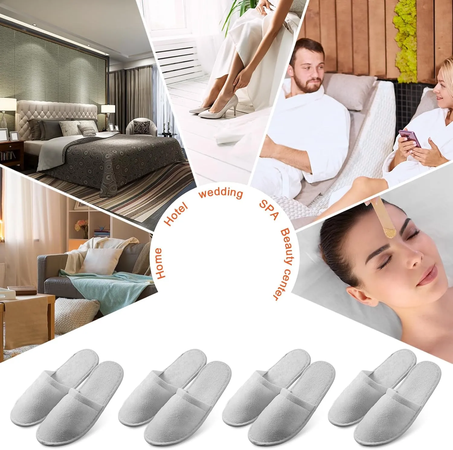Geyoga 24 Pairs Disposable Slippers for Guests Bulk 2 Size Cotton Hotel Spa House Slippers for Graduation Wedding Party Shoeless Home Travel Individually Wrapped