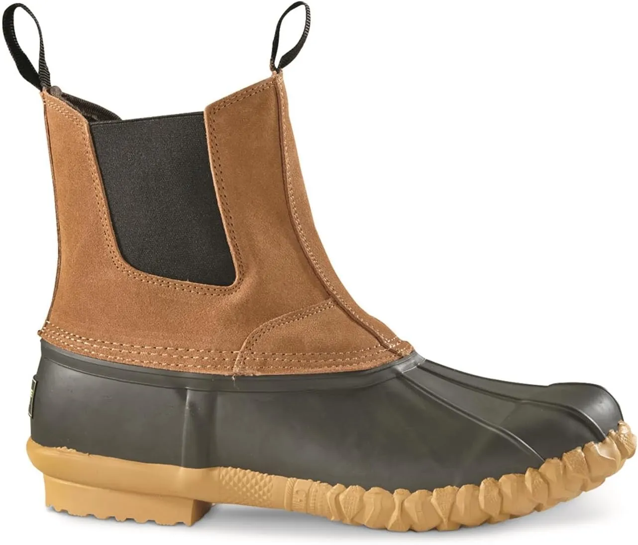 Guide Gear Mens Pull On Insulated Leather Duck Boots Waterproof Rain Shoes, 400 Gram