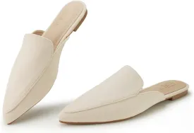 Hawkwell Women's Backless Slip on Slides Comfortable Loafer Shoes Flats Pointed Toe Mules