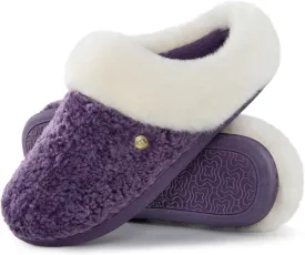 HomeTop Women's Comfy Clog Slippers Soft Warm Non-slip Indoor House Shoes with Fuzzy Collar