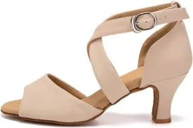 HROYL Women Latin Ballroom Dance Shoes Salsa Tango Low Heel Performence Dancing Shoes,FT095