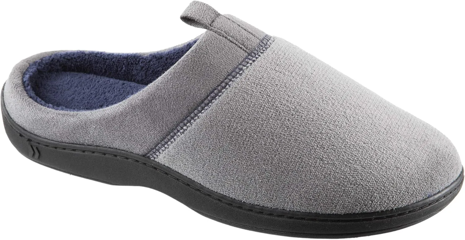 isotoner Men's Open Back Slipper with Memory Foam and Indoor/Outdoor Sole