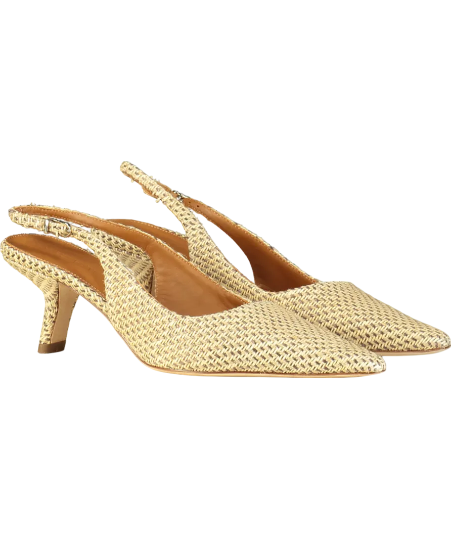 J. Mclaughlin Beige Cassidy Grasscloth Slingback Heels UK 8.5 EU 41.5 👠
