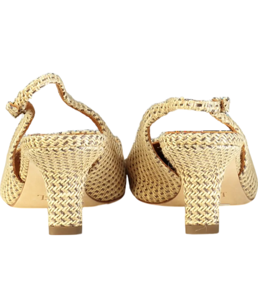 J. Mclaughlin Beige Cassidy Grasscloth Slingback Heels UK 8.5 EU 41.5 👠