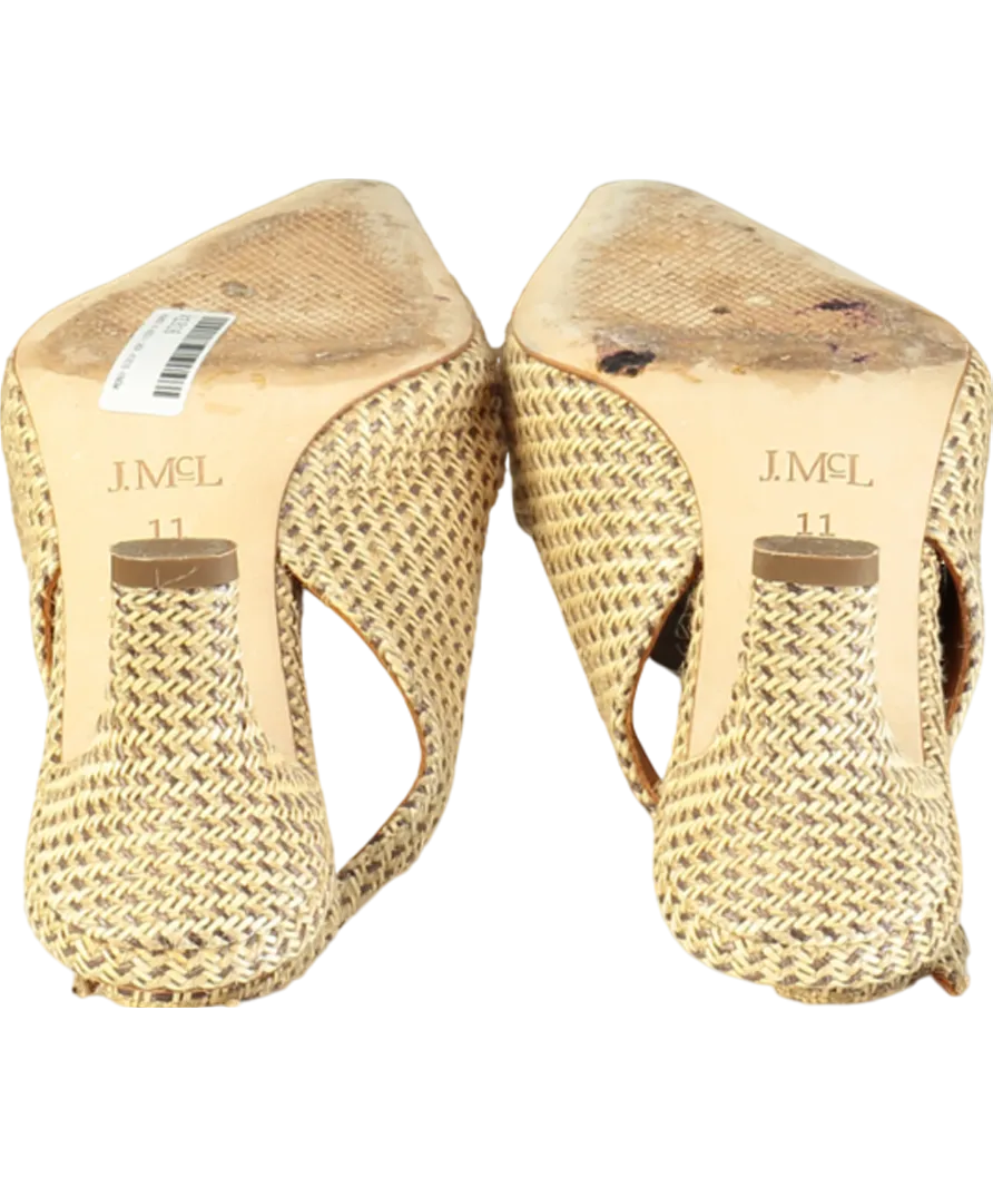 J. Mclaughlin Beige Cassidy Grasscloth Slingback Heels UK 8.5 EU 41.5 👠