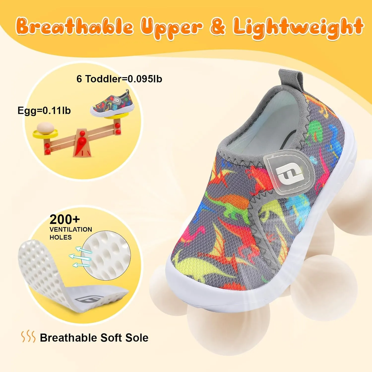 JOINFREE Toddler Boys Girls Barefoot Shoes Breathable Kids Sneakers Lightweight Walking Shoes Slip On Tennie Shoes Wide School Shoes